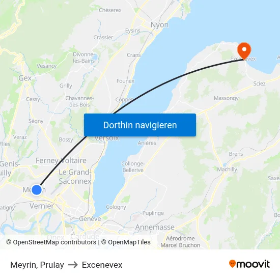 Meyrin, Prulay to Excenevex map
