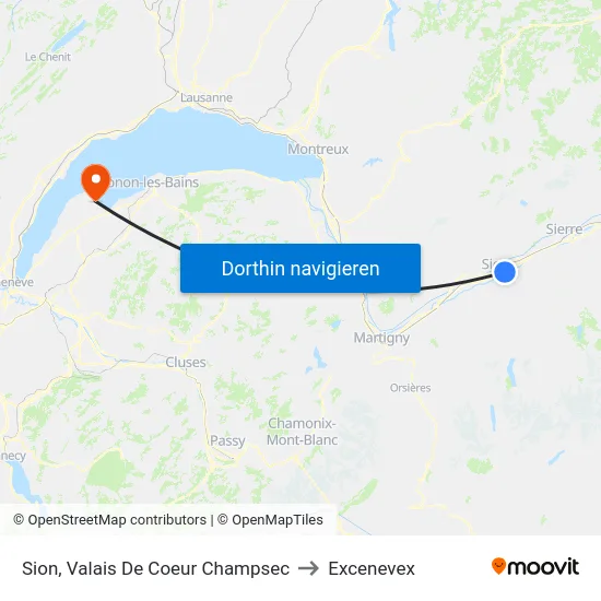 Sion, Valais De Coeur Champsec to Excenevex map