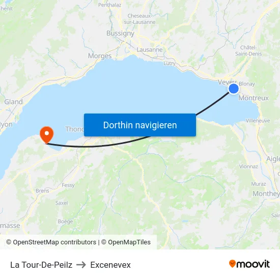 La Tour-De-Peilz to Excenevex map