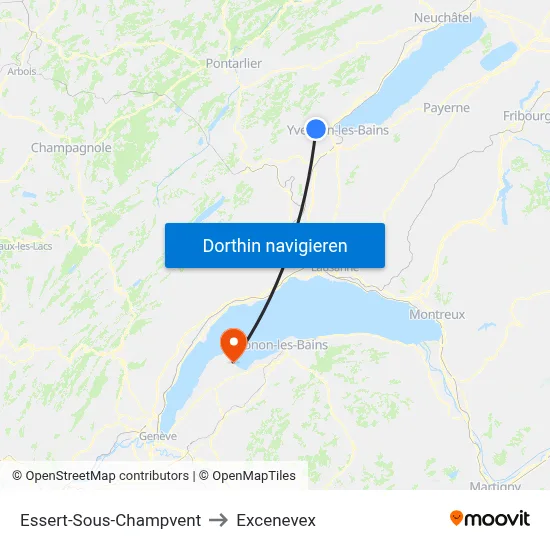 Essert-Sous-Champvent to Excenevex map