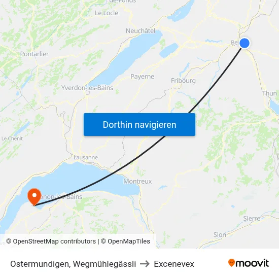 Ostermundigen, Wegmühlegässli to Excenevex map