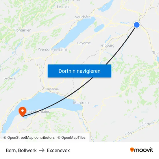 Bern, Bollwerk to Excenevex map