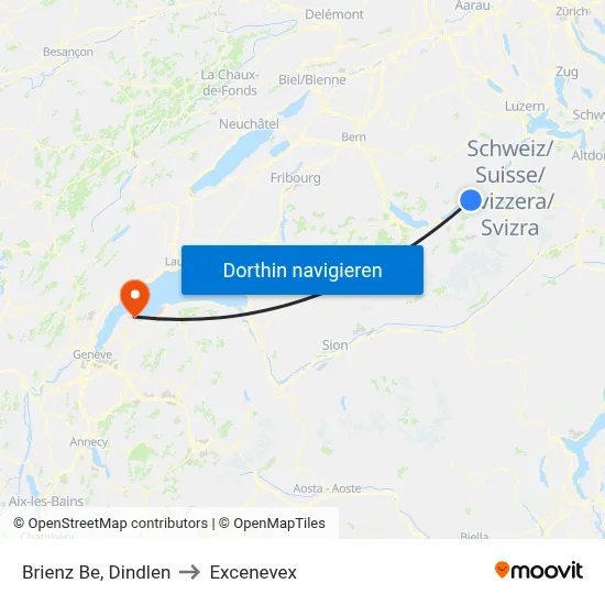 Brienz Be, Dindlen to Excenevex map