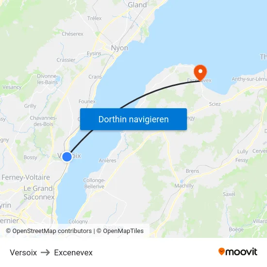 Versoix to Excenevex map