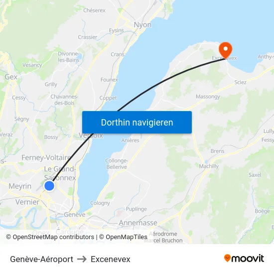 Genève-Aéroport to Excenevex map