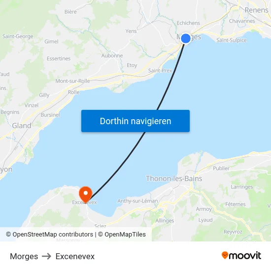 Morges to Excenevex map