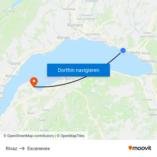 Rivaz to Excenevex map