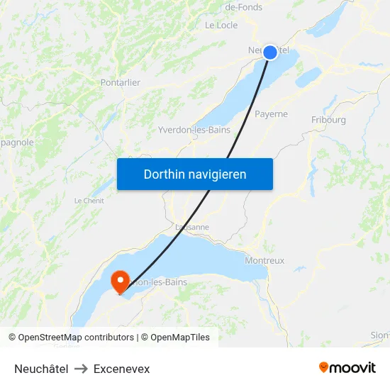 Neuchâtel to Excenevex map