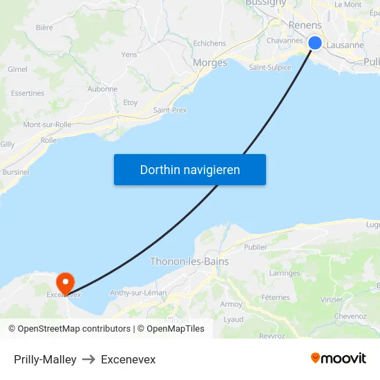 Prilly-Malley, Gare to Excenevex map