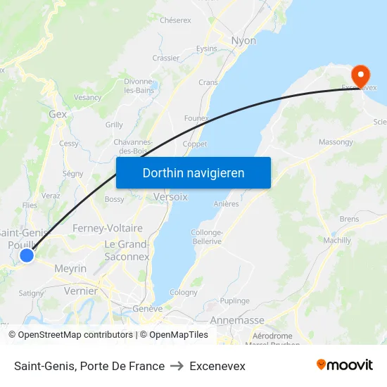 Saint-Genis, Porte De France to Excenevex map