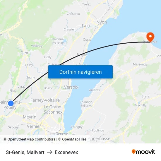 St-Genis, Malivert to Excenevex map