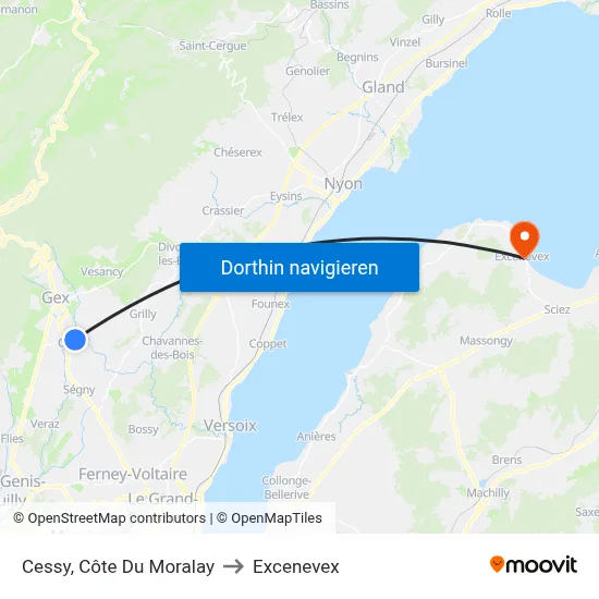 Cessy, Côte Du Moralay to Excenevex map