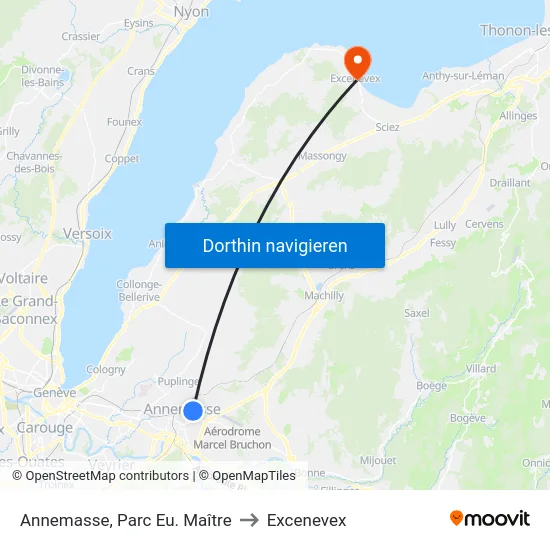 Annemasse, Parc Eu. Maître to Excenevex map