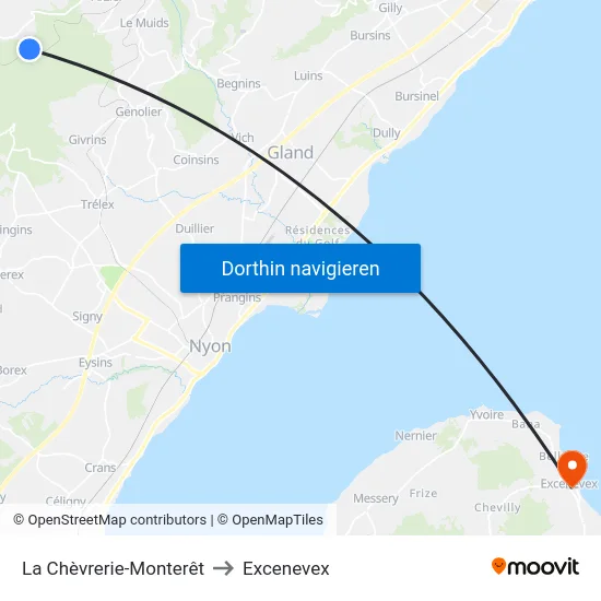 La Chèvrerie-Monterêt to Excenevex map