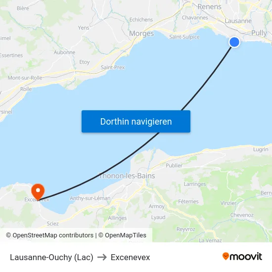 Lausanne-Ouchy (Lac) to Excenevex map
