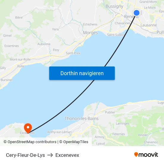Cery-Fleur-De-Lys to Excenevex map