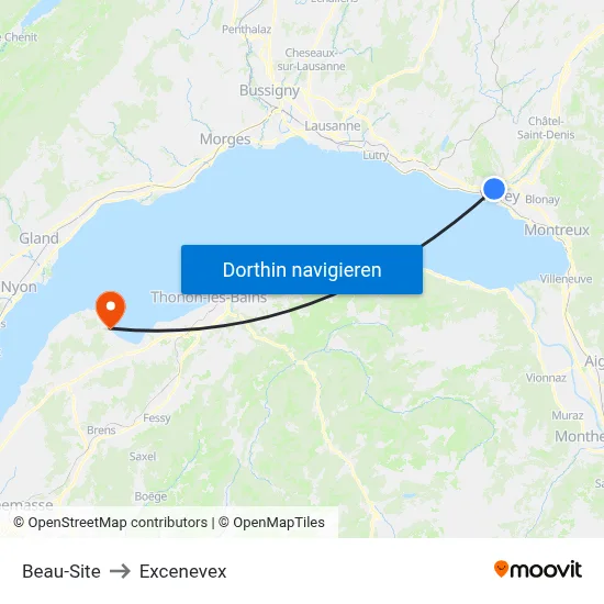 Beau-Site to Excenevex map