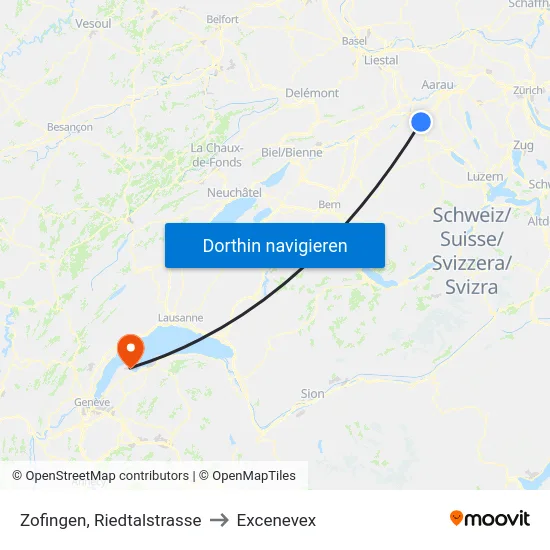 Zofingen, Riedtalstrasse to Excenevex map
