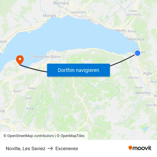 Noville, Les Saviez to Excenevex map