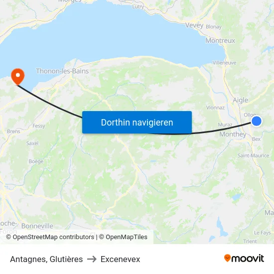 Antagnes, Glutières to Excenevex map