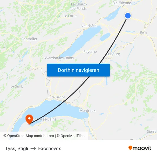 Lyss, Stigli to Excenevex map