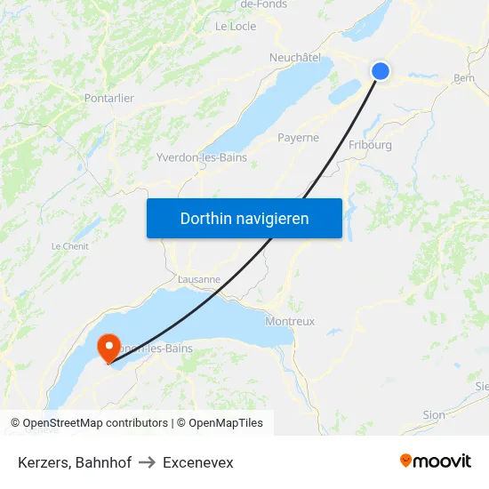 Kerzers, Bahnhof to Excenevex map