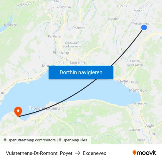 Vuisternens-Dt-Romont, Poyet to Excenevex map