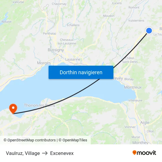 Vaulruz, Village to Excenevex map