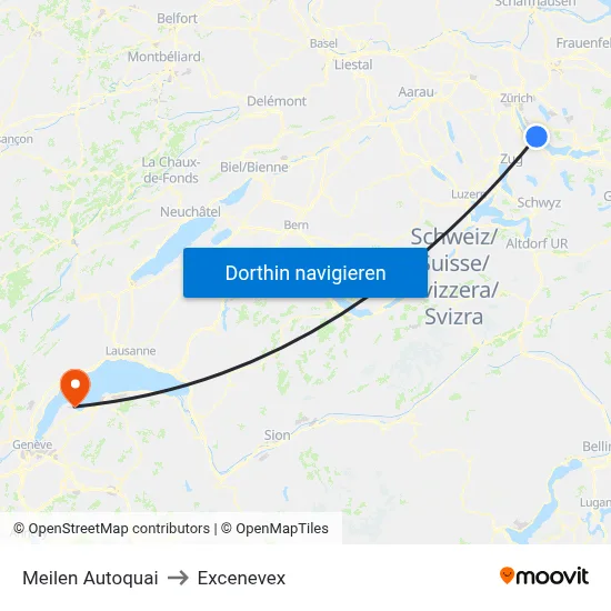 Meilen Autoquai to Excenevex map