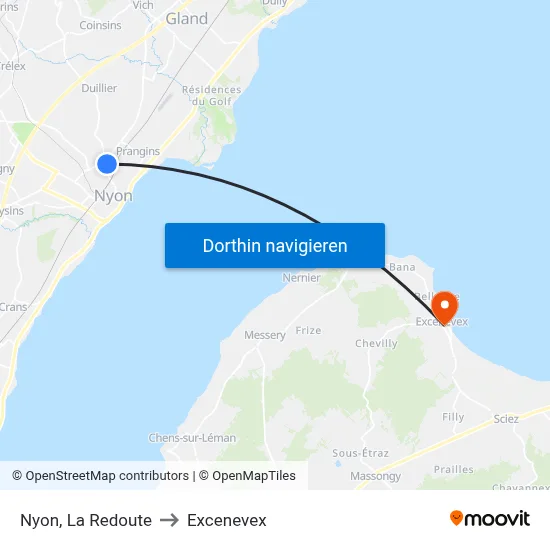 Nyon, La Redoute to Excenevex map