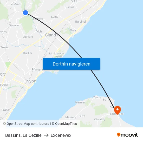 Bassins, La Cézille to Excenevex map