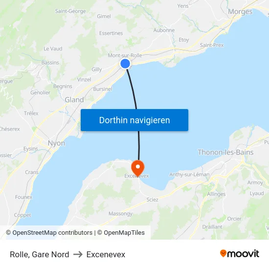 Rolle, Gare Nord to Excenevex map