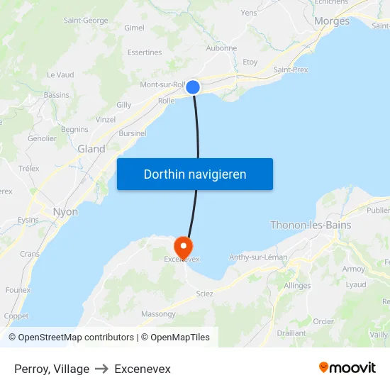 Perroy, Village to Excenevex map