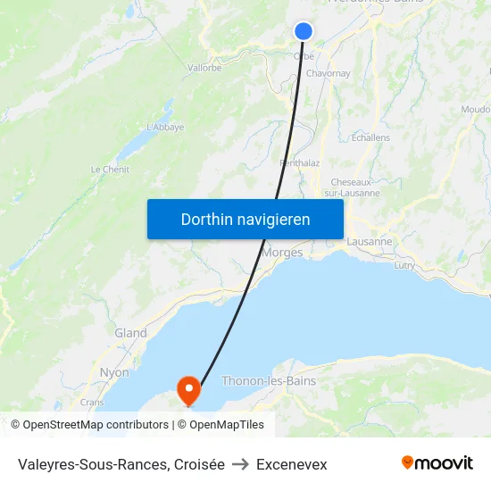 Valeyres-Sous-Rances, Croisée to Excenevex map