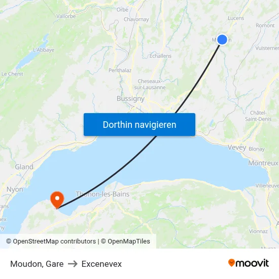 Moudon, Gare to Excenevex map