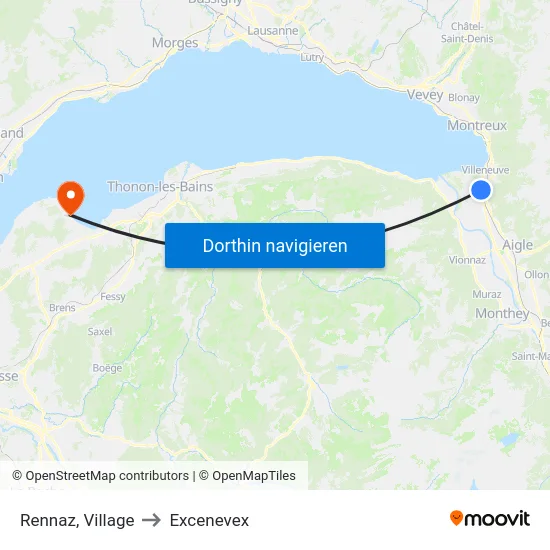 Rennaz, Village to Excenevex map