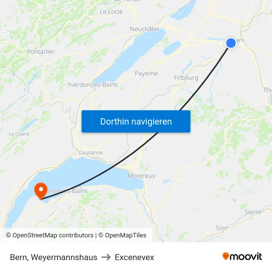 Bern, Weyermannshaus to Excenevex map
