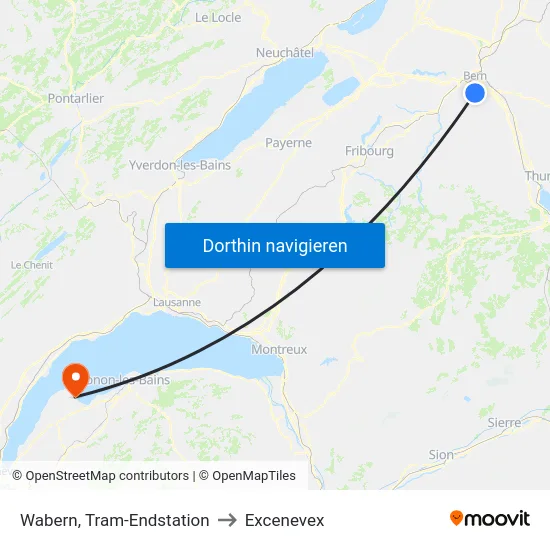 Wabern, Tram-Endstation to Excenevex map