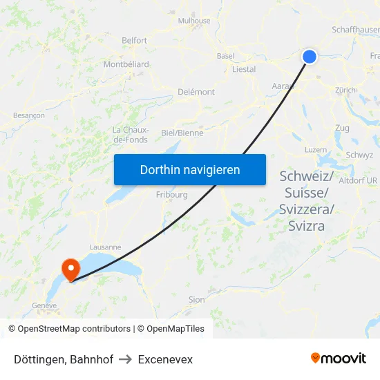 Döttingen, Bahnhof to Excenevex map
