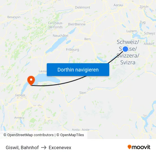 Giswil, Bahnhof to Excenevex map