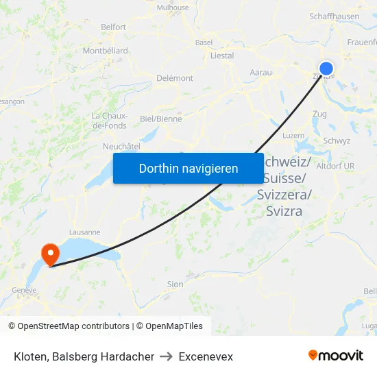 Kloten, Balsberg Hardacher to Excenevex map