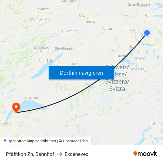 Pfäffikon Zh, Bahnhof to Excenevex map