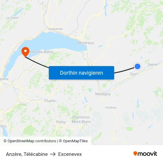 Anzère, Télécabine to Excenevex map