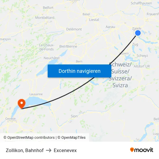 Zollikon, Bahnhof to Excenevex map