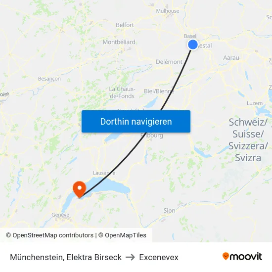 Münchenstein, Elektra Birseck to Excenevex map