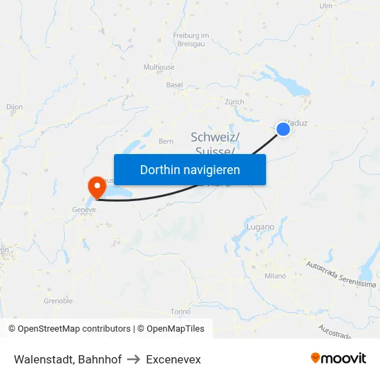 Walenstadt, Bahnhof to Excenevex map