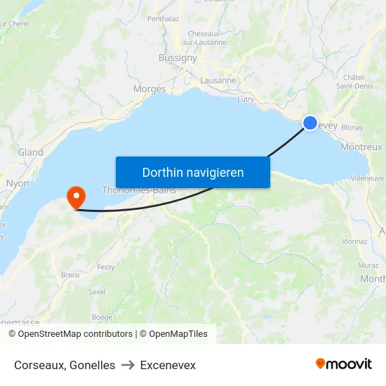 Corseaux, Gonelles to Excenevex map