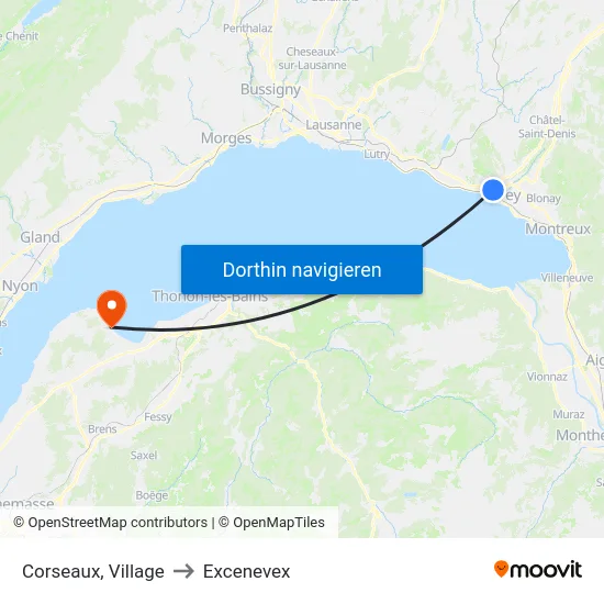 Corseaux, Village to Excenevex map