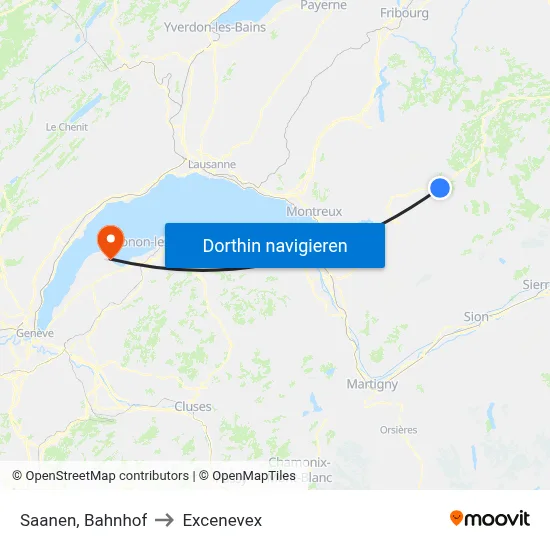 Saanen, Bahnhof to Excenevex map
