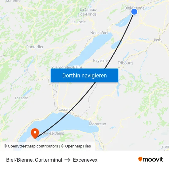 Biel/Bienne, Carterminal to Excenevex map